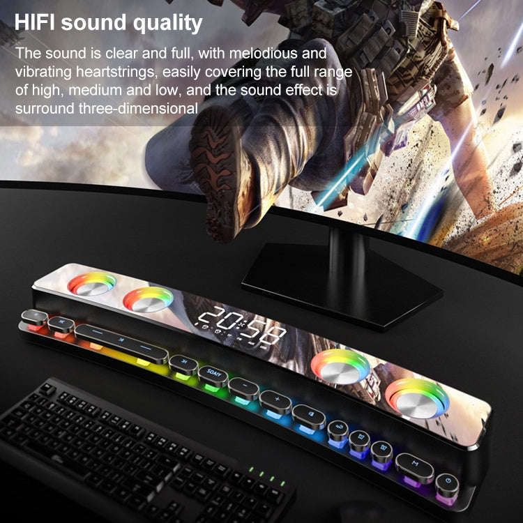 SOAIY SH39 Upgraded Edition Mechanical Button + Mirror Display + Clock Alarm + Big Speaker Deskto...