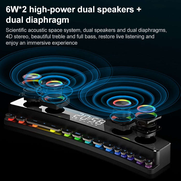 SOAIY SH39 Upgraded Edition Mechanical Button + Mirror Display + Clock Alarm + Big Speaker Deskto...