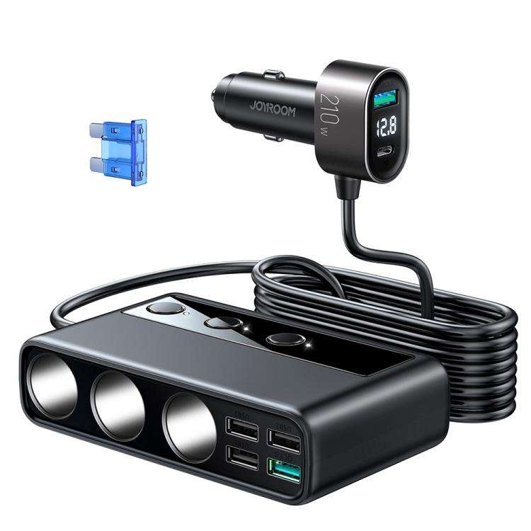 JOYROOM JR-CL06 9 in 1 210W PD USB-C / Type-C + Dual QC3.0 USB + 3 USB + 3 Cigarette Lighter Hole...