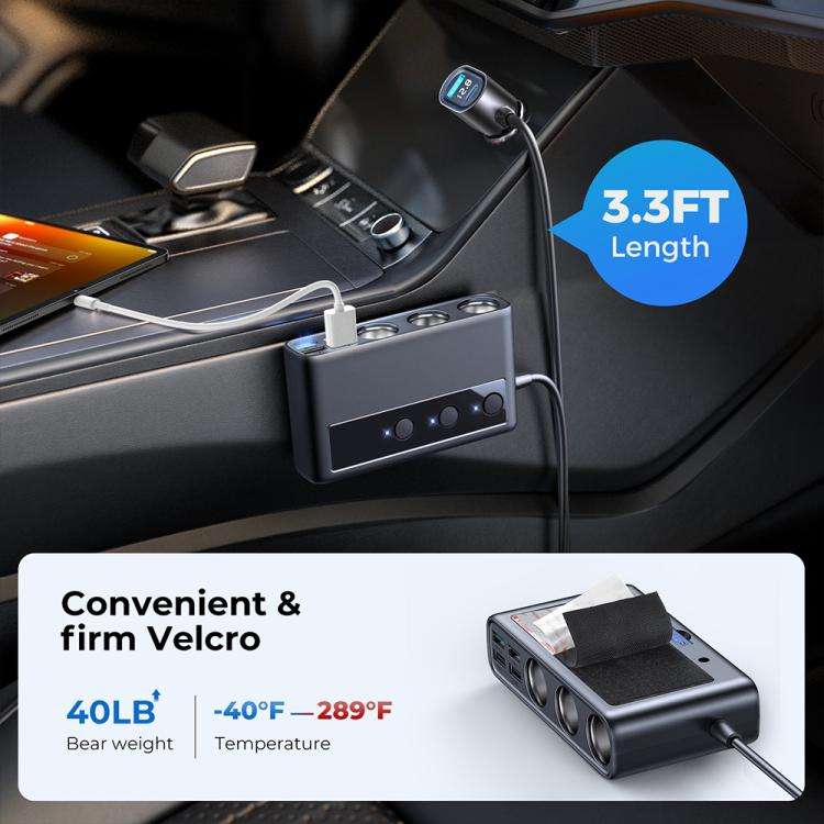 JOYROOM JR-CL06 9 in 1 210W PD USB-C / Type-C + Dual QC3.0 USB + 3 USB + 3 Cigarette Lighter Hole...