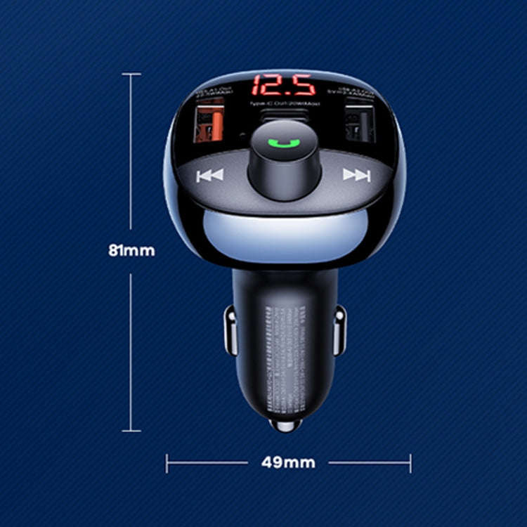 REMAX RCC331 Rodi Series 3 in 1 Car 64.5W PD Fast Charger Support FM / TF Card / Bluetooth Hands-...
