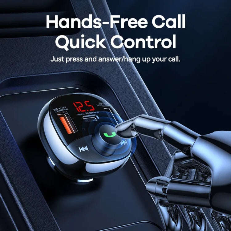 REMAX RCC331 Rodi Series 3 in 1 Car 64.5W PD Fast Charger Support FM / TF Card / Bluetooth Hands-...