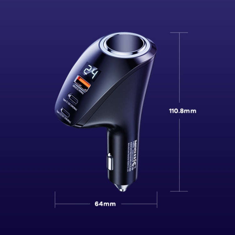 REMAX RCC339 Warriors Series 3 in 1 Car Digital Cigarette Lighter 88.5W PD Fast Charger