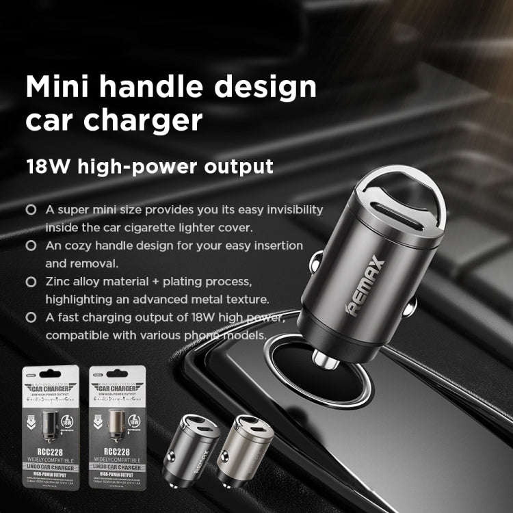 REMAX RCC228 Lindo Series PD 18W Single USB-C / Type-C Interface Fast Charge Car Charger(Silver)