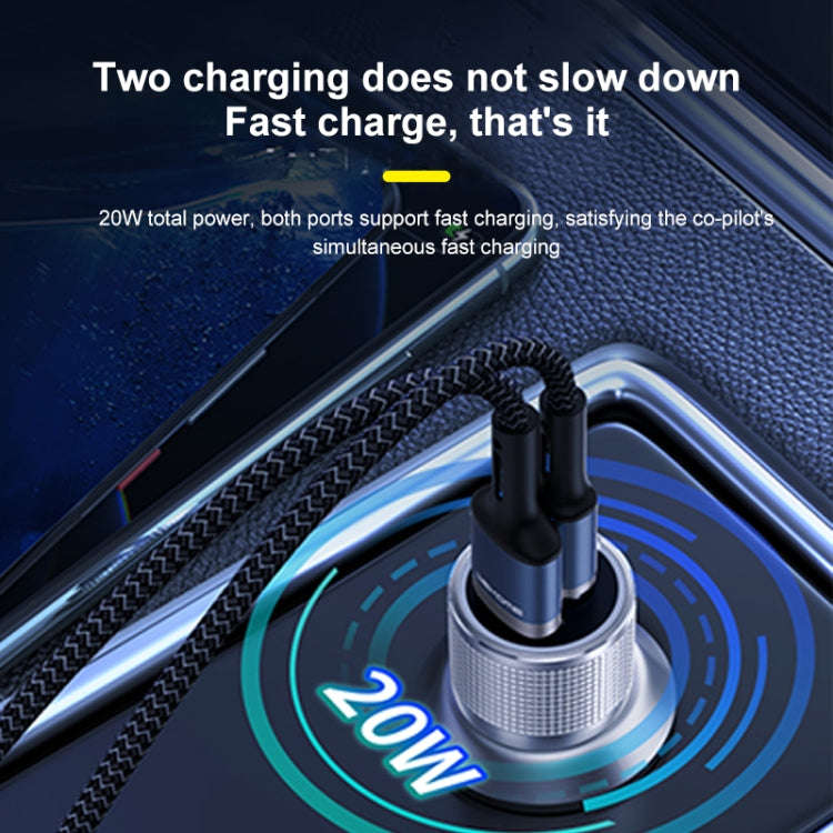 WK WP-C30 20W 3A QC3.0 USB + PD UB-C / Type-C Interface Flash Series Car Fast Charger(Blue)