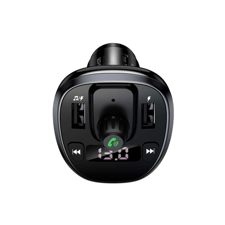 USAMS US-CC115 C21 Dual USB 3.4A Digital Display Wireless FM Car Charger(Black)