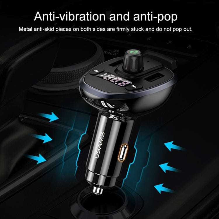 USAMS US-CC115 C21 Dual USB 3.4A Digital Display Wireless FM Car Charger(Black)