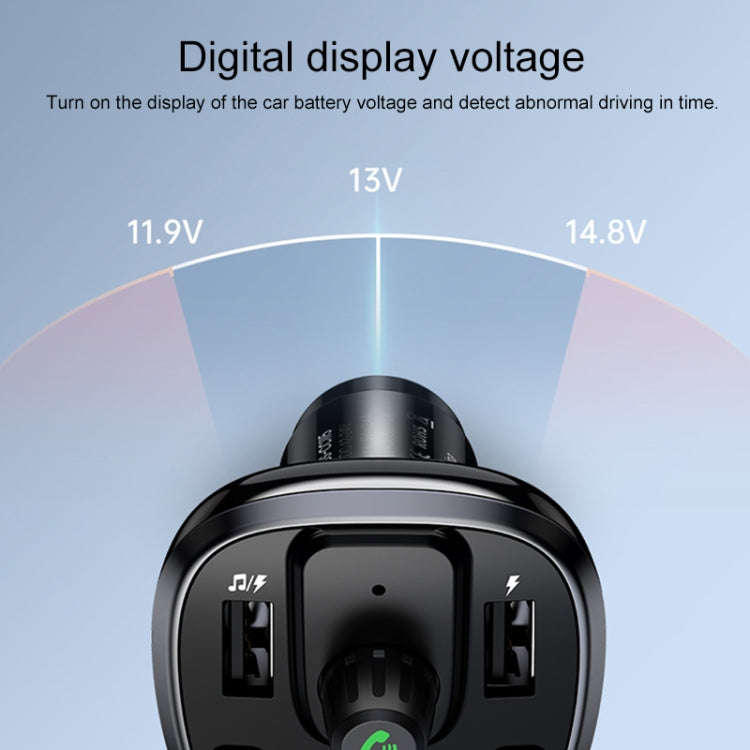 USAMS US-CC115 C21 Dual USB 3.4A Digital Display Wireless FM Car Charger(Black)