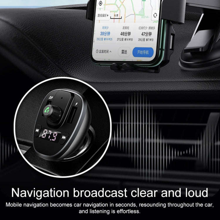 USAMS US-CC115 C21 Dual USB 3.4A Digital Display Wireless FM Car Charger(Black)
