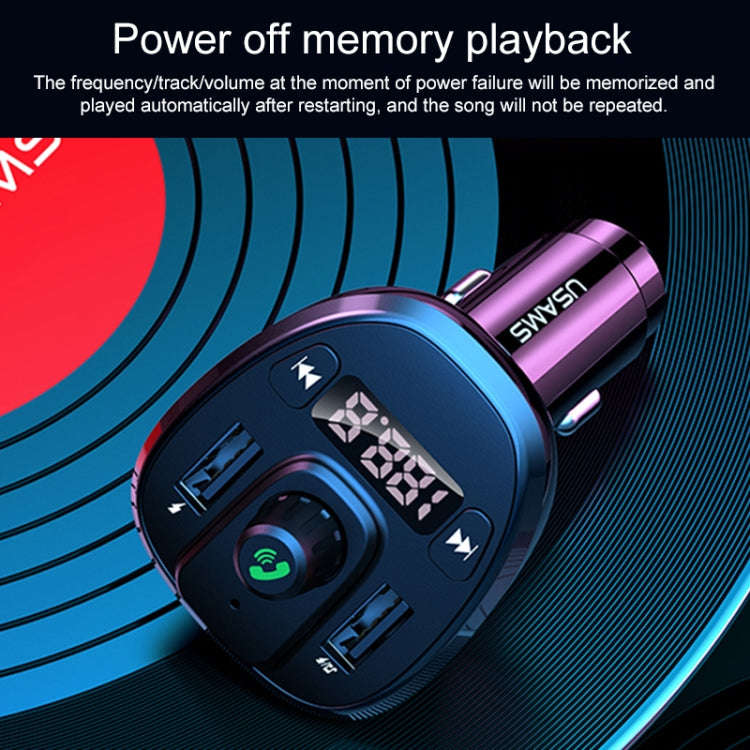 USAMS US-CC115 C21 Dual USB 3.4A Digital Display Wireless FM Car Charger(Black)