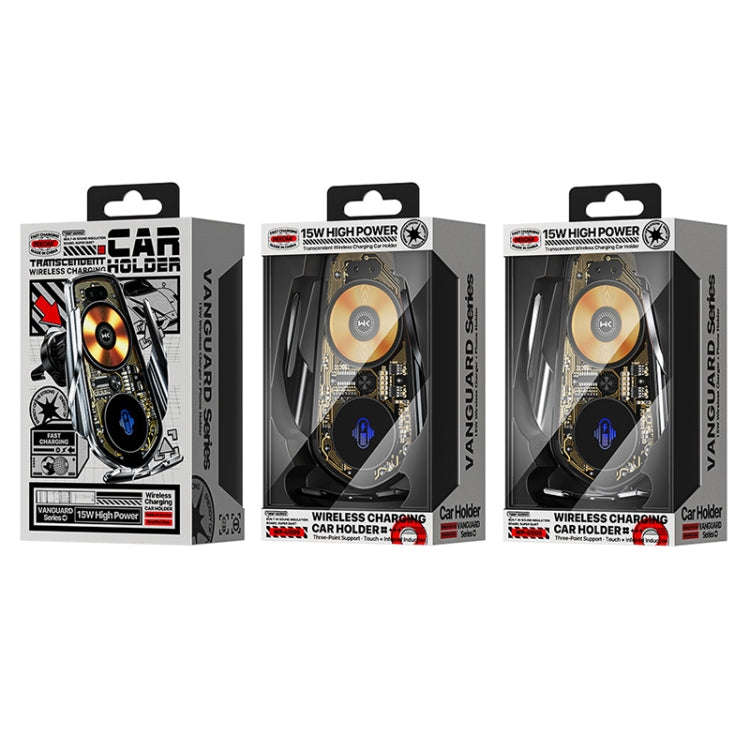 WK WP-U205 15W Vanguard Series Transcendent Wireless Charging Car Holder (Silver)