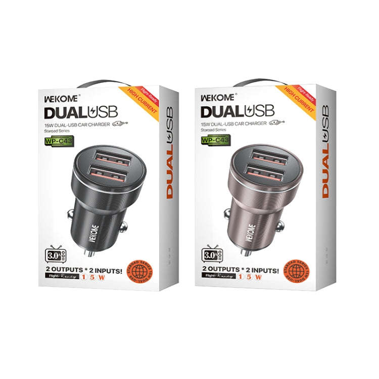WK WP-C43 Staroad Series 15W Dual USB Car Charger (Black)