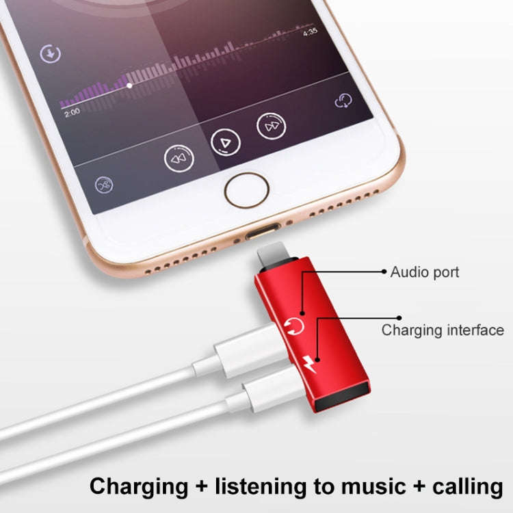 RC16 Dual 8 Pin Female to 8 Pin Male Key Shape Mini Portable Audio & Charge Adapter(Red)