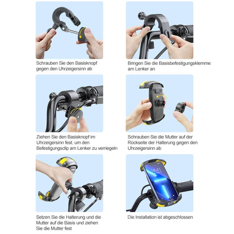 Motorcycle Bicycle Phone Riding Holder Bracket (Black)