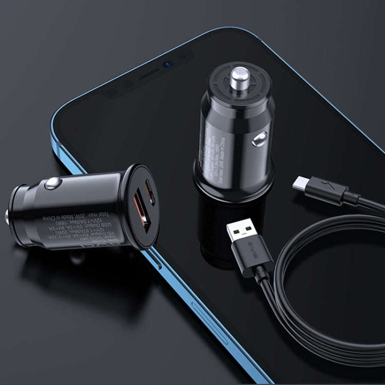 awei C-706 20W PD Type-C + QC 3.0 Type-A Car Charger with CL-110T Data Cable