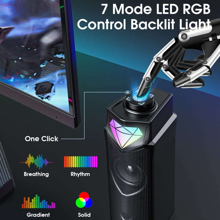 L1 Outdoor Portable RGB Light USB Bluetooth Wireless Speaker with Mic(Black)