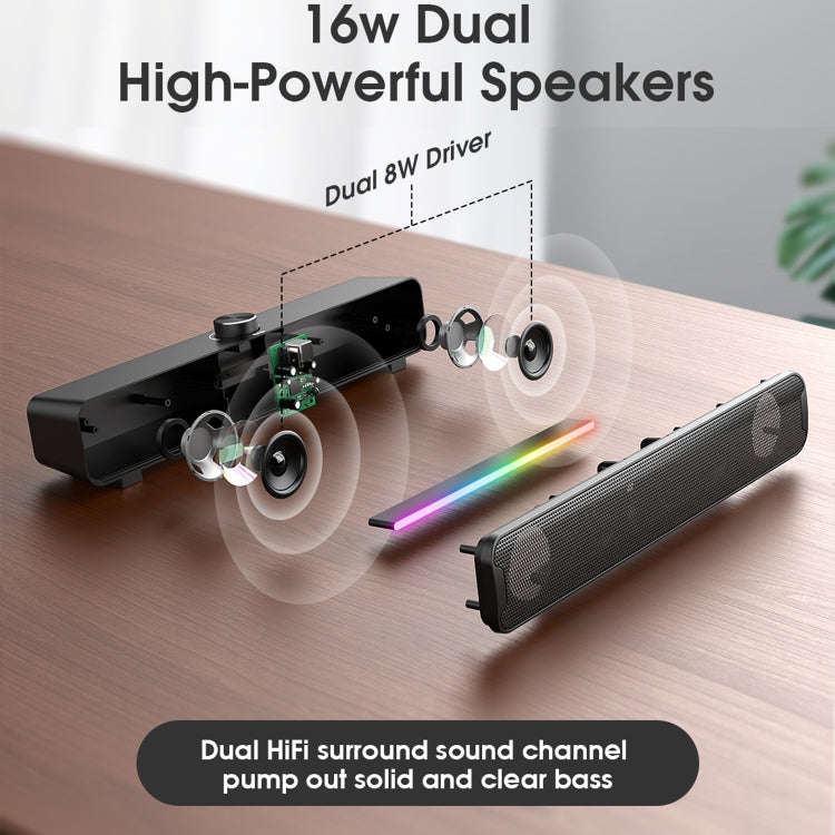 L16 Outdoor Portable RGB Light HiFi USB Bluetooth Wireless Speaker(Black)