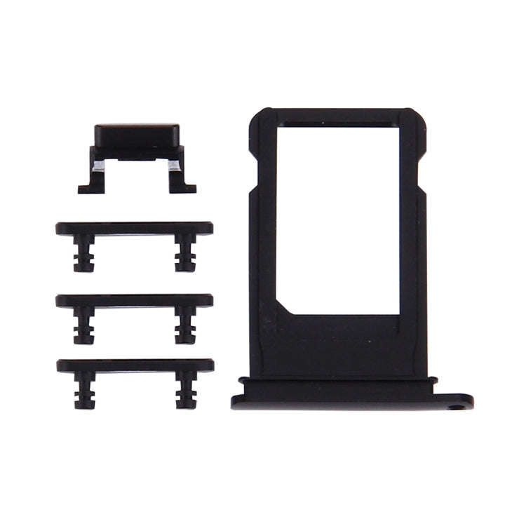Card Tray + Volume Control Key + Power Button + Mute Switch Vibrator Key for iPhone 7 Plus(Black)