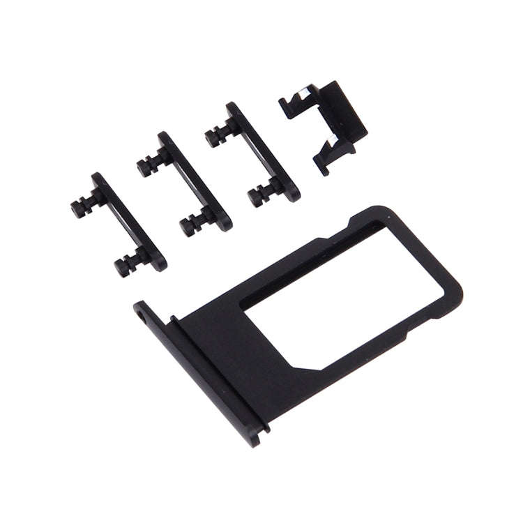 Card Tray + Volume Control Key + Power Button + Mute Switch Vibrator Key for iPhone 7 Plus(Black)