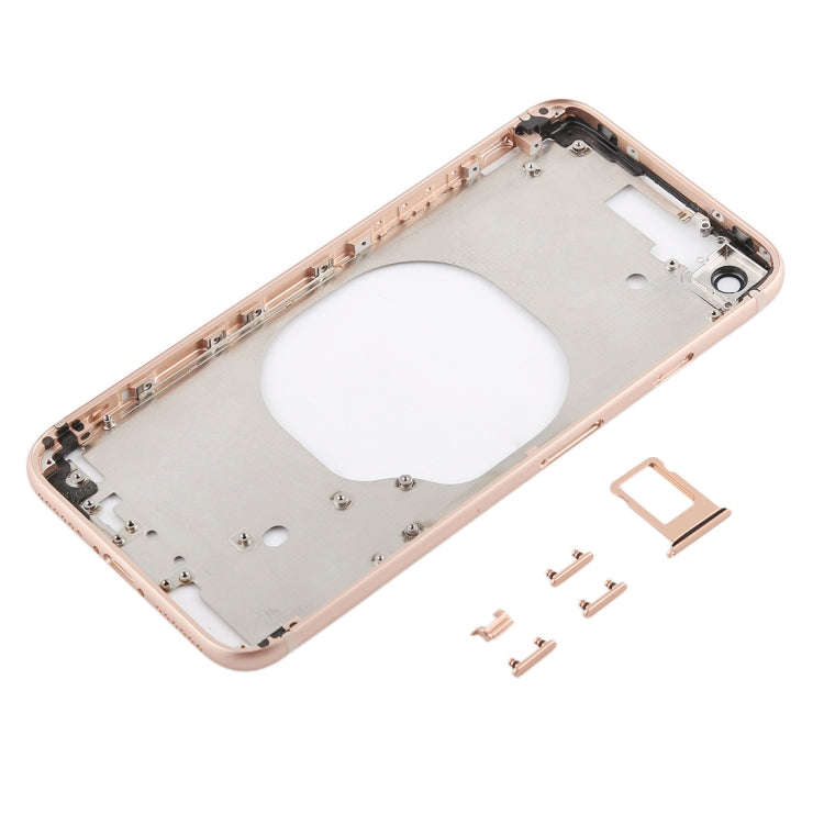 Transparent Back Cover with Camera Lens & SIM Card Tray & Side Keys for iPhone 8 (Gold)