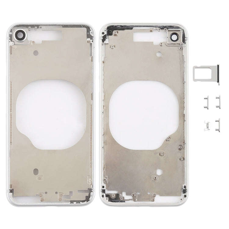 Transparent Back Cover with Camera Lens & SIM Card Tray & Side Keys for iPhone 8 (White)
