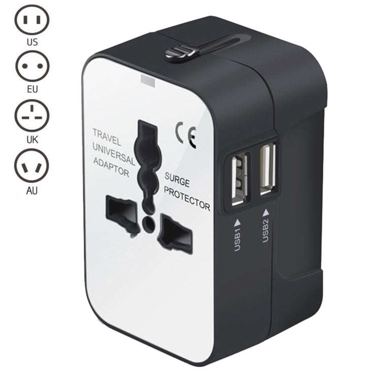 Portable Multi-function Dual USB Ports Global Universal Travel Wall Charger Power Socket, For iPa...