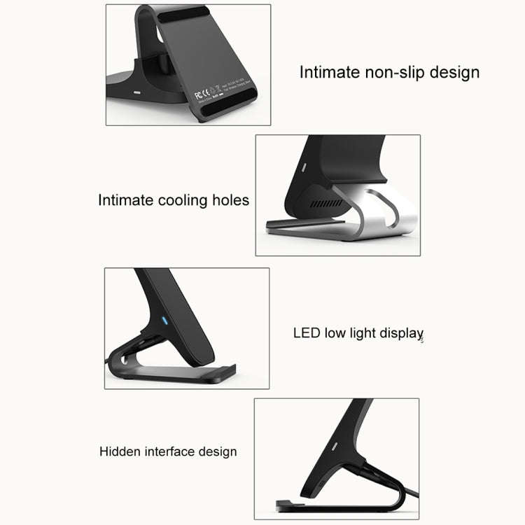 HAMTOD M5 15W Intelligent Dual Coil Design Qi Standard Holder Wireless Charger with Indicator Lig...