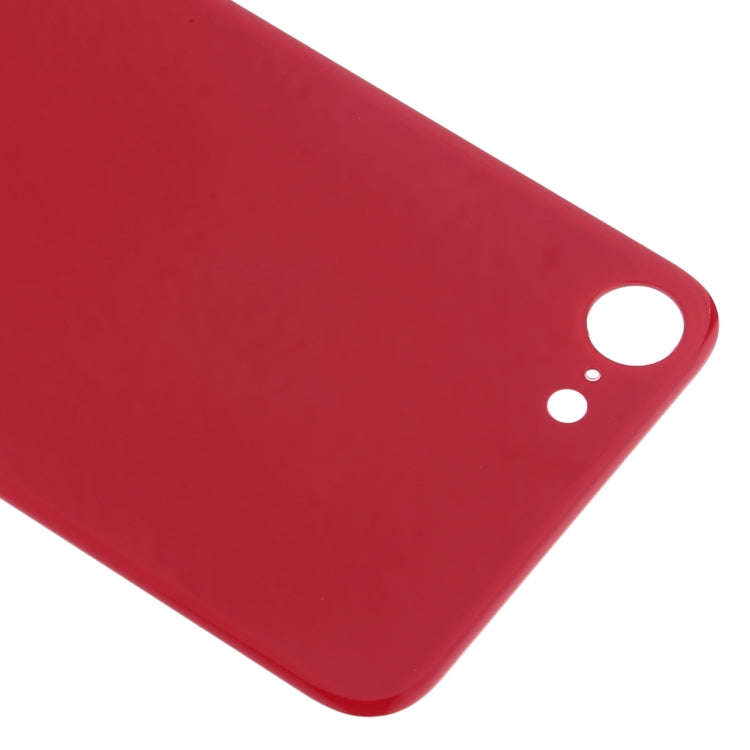 Easy Replacement Big Camera Hole Glass Back Battery Cover with Adhesive for iPhone 8(Red)