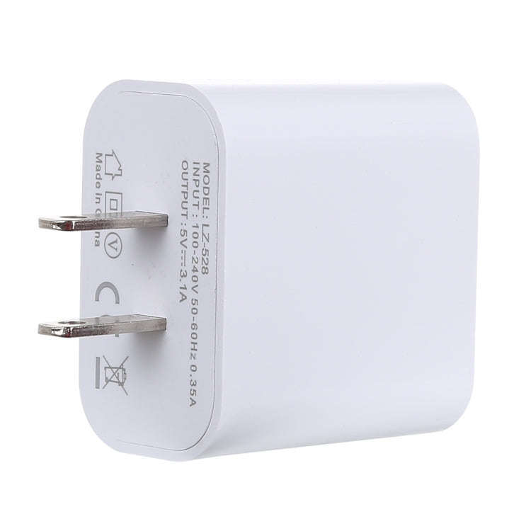 3.1A 3 USB Ports Quick Charger Travel Charger, US Plug(White)