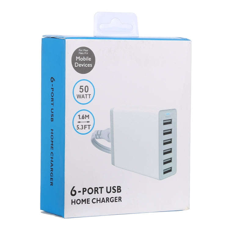 XBX09A 50W 5V 2.4A 6 USB Ports Quick Charger Travel Charger(Black)