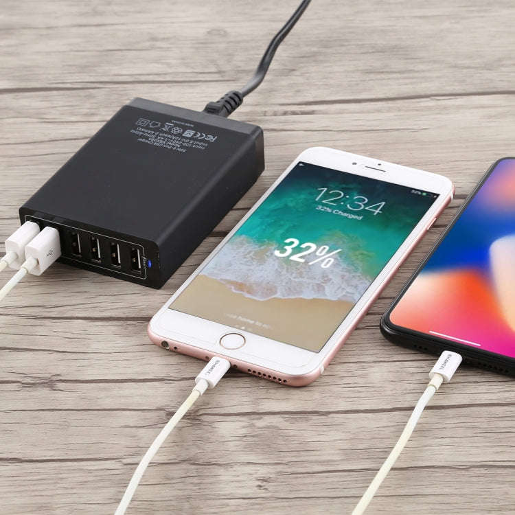 XBX09A 50W 5V 2.4A 6 USB Ports Quick Charger Travel Charger(Black)