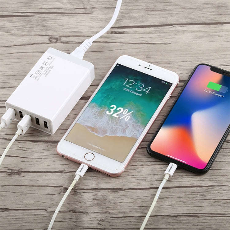 XBX09 40W 5V 8A 5 USB Ports Quick Charger Travel Charger, EU Plug(White)
