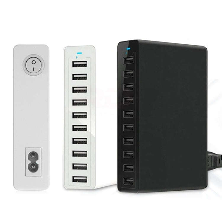 XBX09L 50W 5V 2.4A 10 USB Ports Quick Charger Travel Charger, US Plug(White)