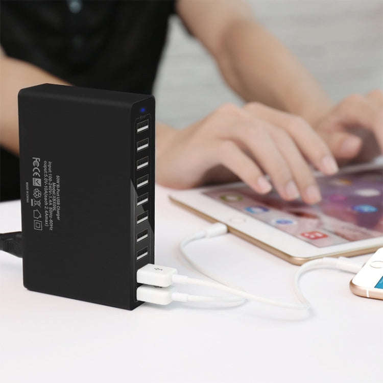 XBX09L 50W 5V 2.4A 10 USB Ports Quick Charger Travel Charger, US Plug(White)