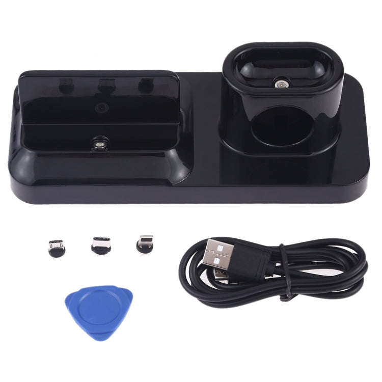 Wireless Rechargeable Base Charging Station Holder for Mobile Phone & Headset, with Micro USB + U...