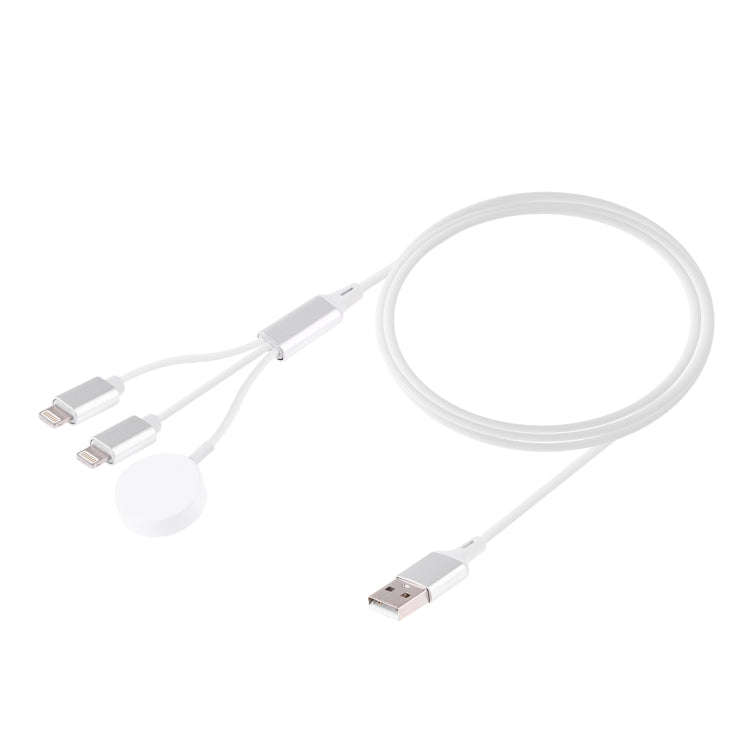 Multi-function 3 In 1 8 Pin Magnetic Charging Cable for iPhone / Apple Watch, Length : 1m (White)