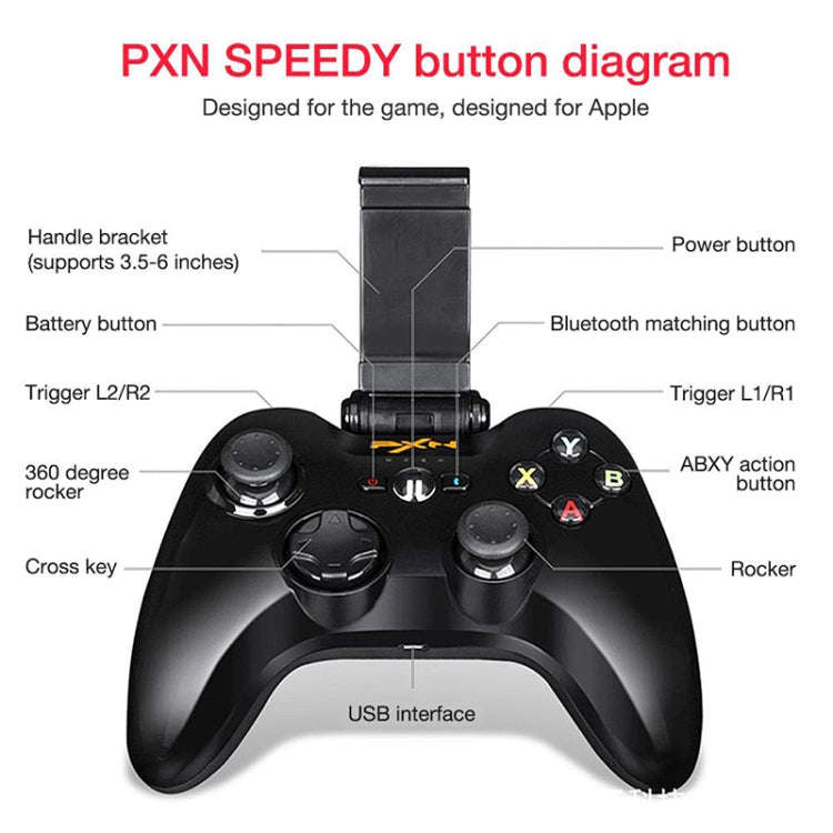 PXN PXN-6603 MFI Mobile Phone Wireless Bluetooth Game Handle Controller, Compatible with iOS Syst...