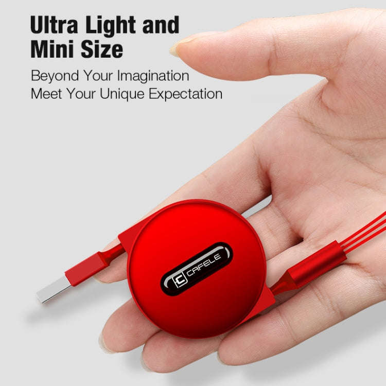 CAFELE 3 In 1 8 Pin + Micro USB + Type-C / USB-C Charging Data Cable, Length: 1.2m(Red)