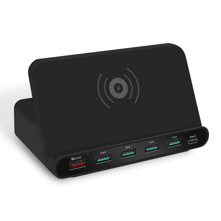 828W 7 in 1 60W QC 3.0 USB Interface + 4 USB Ports + USB-C / Type-C Interface + Wireless Charging...