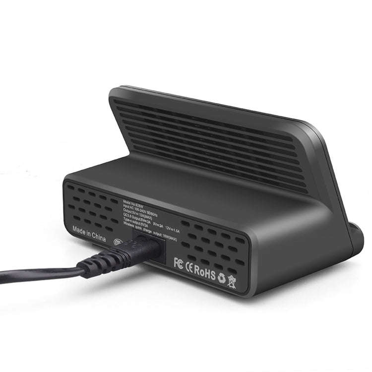 828W 7 in 1 60W QC 3.0 USB Interface + 4 USB Ports + USB-C / Type-C Interface + Wireless Charging...