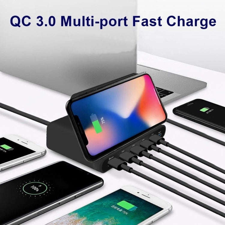 828W 7 in 1 60W QC 3.0 USB Interface + 4 USB Ports + USB-C / Type-C Interface + Wireless Charging...