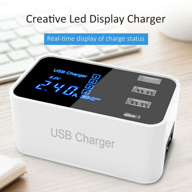 CDA30 20W 3 USB Ports + USB-C / Type-C Ports Multi-function Charger with LED Display, EU Plug