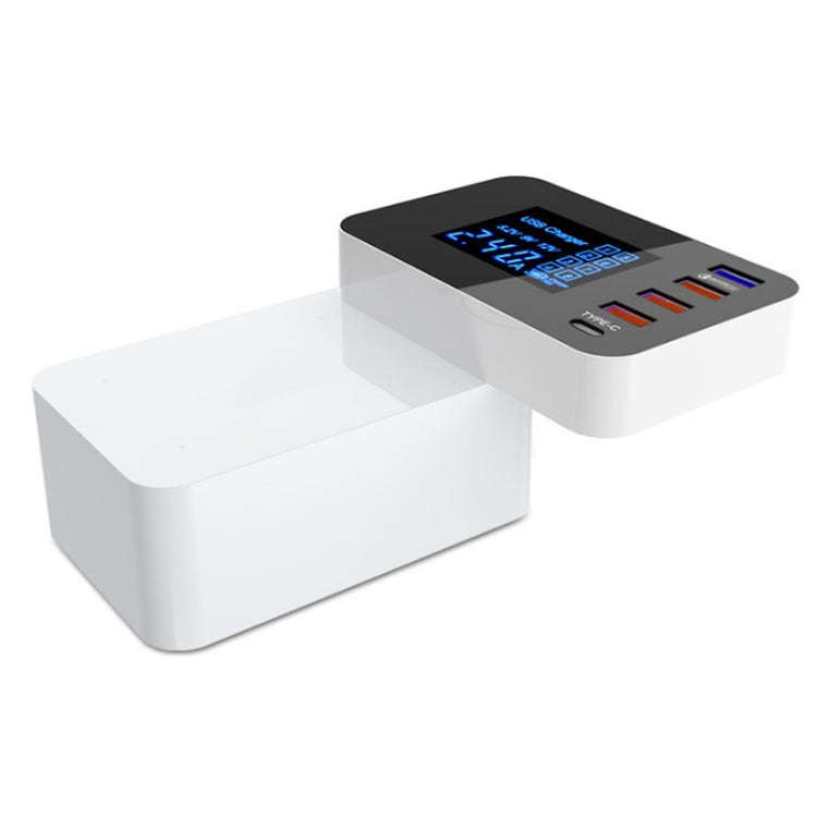 CDA33Q 40W QC 3.0 USB + 3 USB Ports + USB-C / Type-C Ports Multi-function Charger with LED Displa...