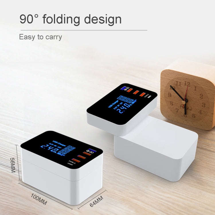 CDA33Q 40W QC 3.0 USB + 3 USB Ports + USB-C / Type-C Ports Multi-function Charger with LED Displa...