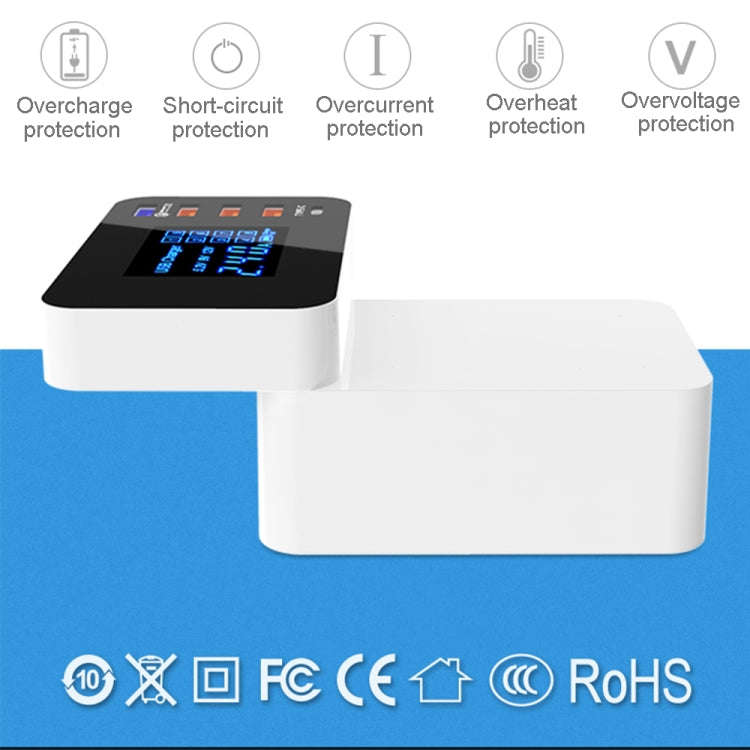 CDA33Q 40W QC 3.0 USB + 3 USB Ports + USB-C / Type-C Ports Multi-function Charger with LED Displa...