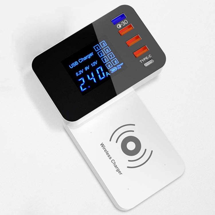 CDA33QW 40W QC 3.0 USB Ports + 3 USB Ports + USB-C / Type-C Ports + Wireless Charging Multi-funct...