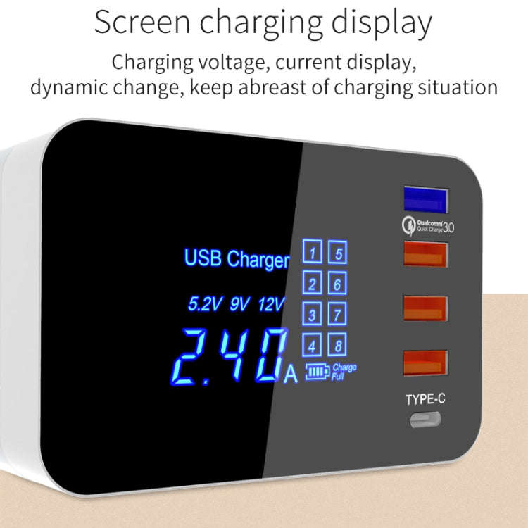 CDA33QW 40W QC 3.0 USB Ports + 3 USB Ports + USB-C / Type-C Ports + Wireless Charging Multi-funct...