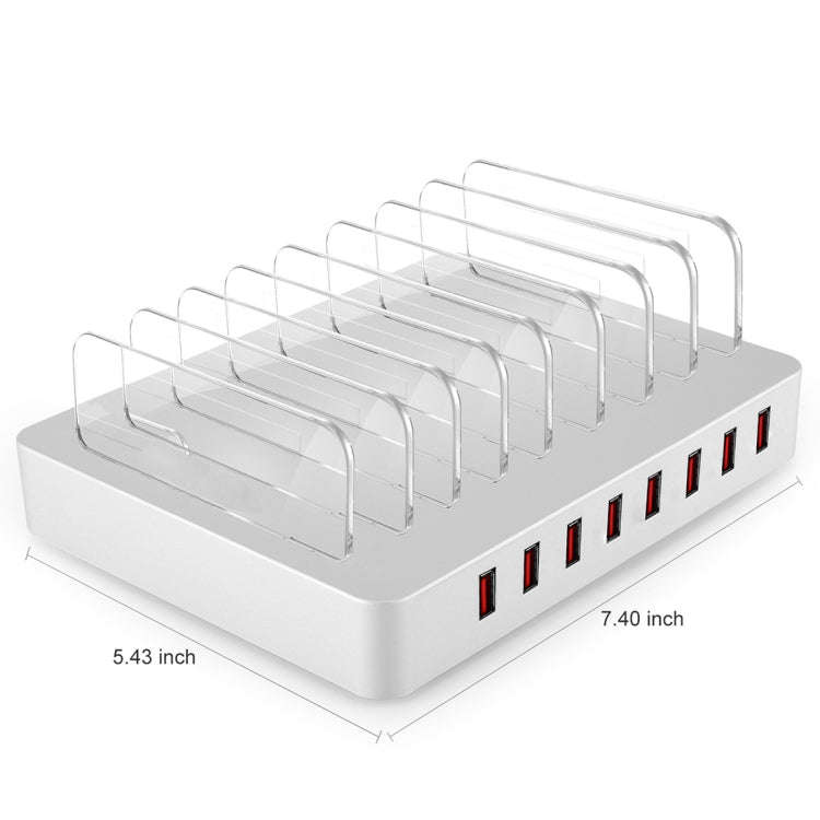 X6 96W 2.4A 8 USB Ports Smart Charger with Detachable Bezel, US Plug(White)