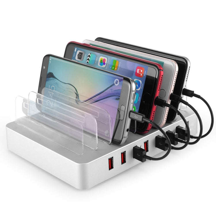 X6 96W 2.4A 8 USB Ports Smart Charger with Detachable Bezel, US Plug(White)