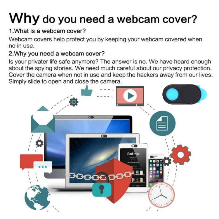 3 PCS Universal Ultra-thin Design Magnet WebCam Cover Camera Cover for Desktop, Laptop, Tablet, P...